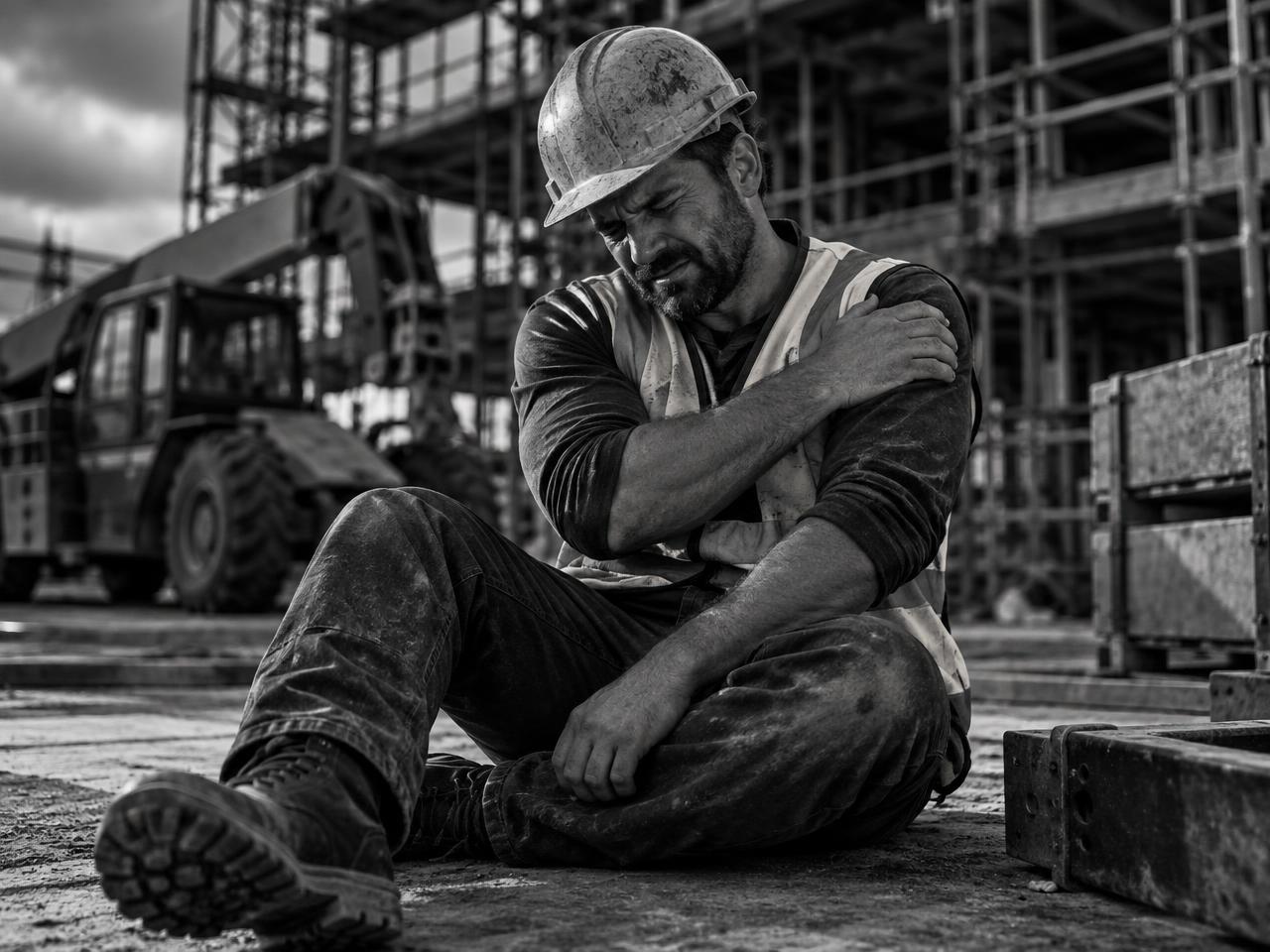 An injured construction worker on a job site