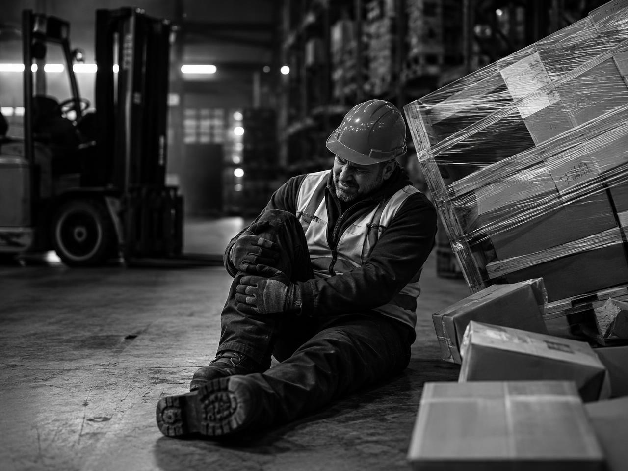 Illustrative injured warehouse worker